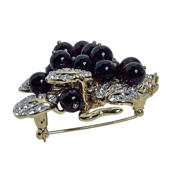 Nolan Miller Gold Tone Rhinestone And Grape Cluster Brooch (5964) - Picture 7 of 10